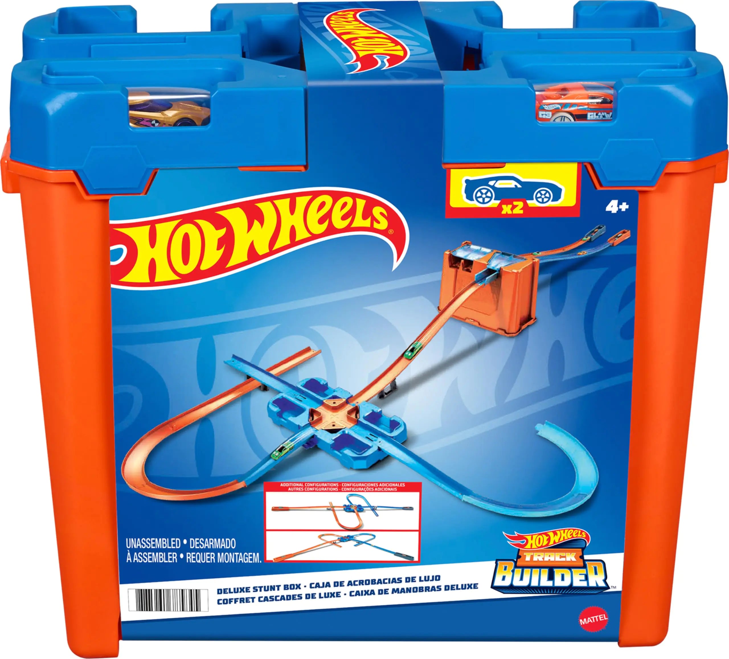 Hot Wheels Toy Car Track Set Track Builder Playset Deluxe Stunt Box with 25 Component Parts & 1:64 Scale Vehicle (Amazon Exclusive)